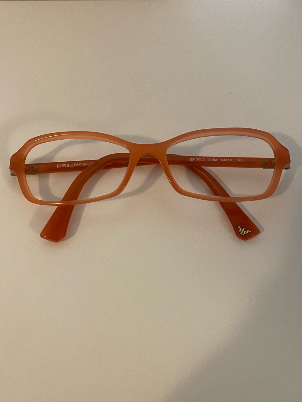 Emporio Armani Coral-Orange Rectangular Optical Frames